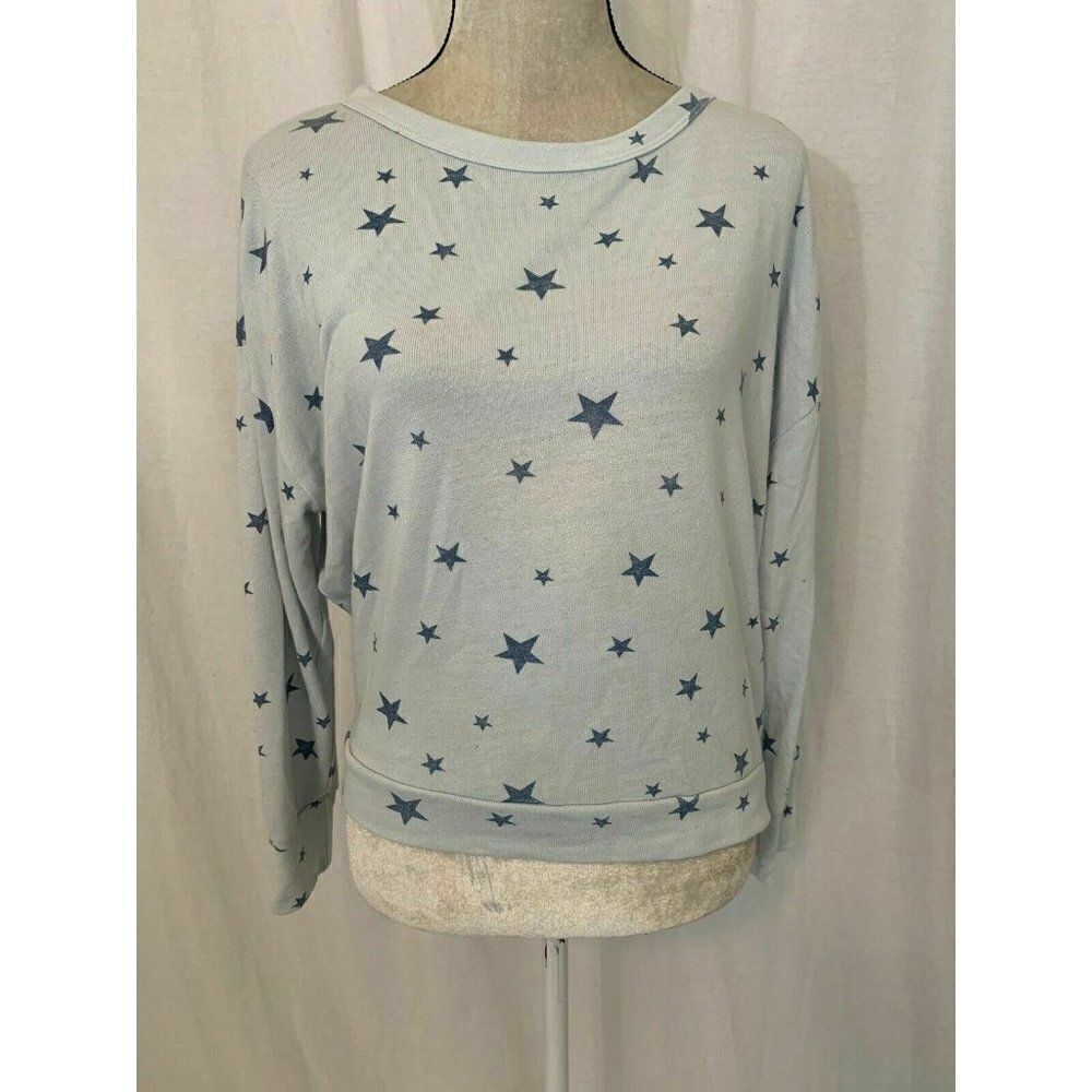 sundry Anthropologie Womens Blue Star Long Sleeve Sweater Top Size 1 Xs Small